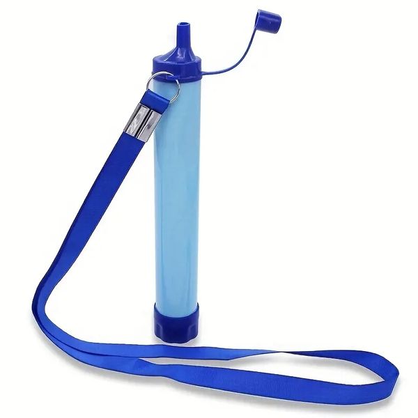 Depuratore d'acqua portatile 1pc con cannuccia e cinturino, purificatore d'acqua di sopravvivenza per campeggio all'aperto