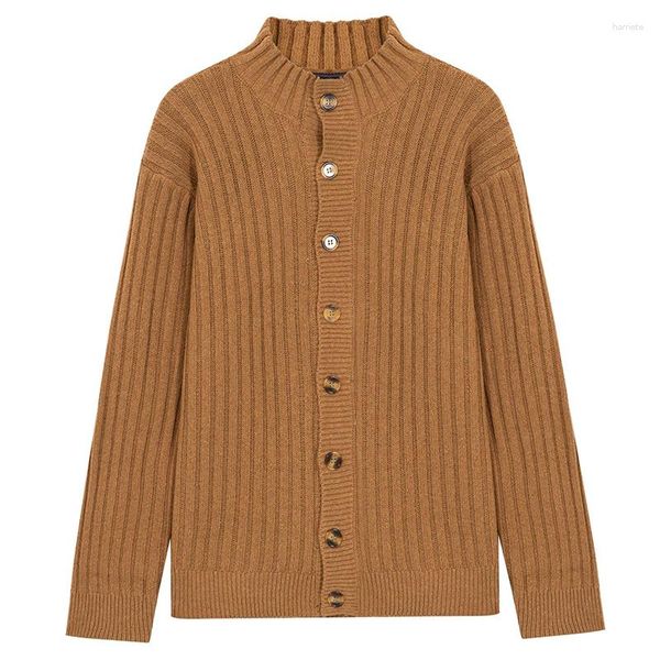 Maglioni da uomo 2023 maglione dolcevita lavorato a maglia uomo manica lunga casual streetwear cardigan abbottonato tinta unita autunno cappotto di lusso vintage