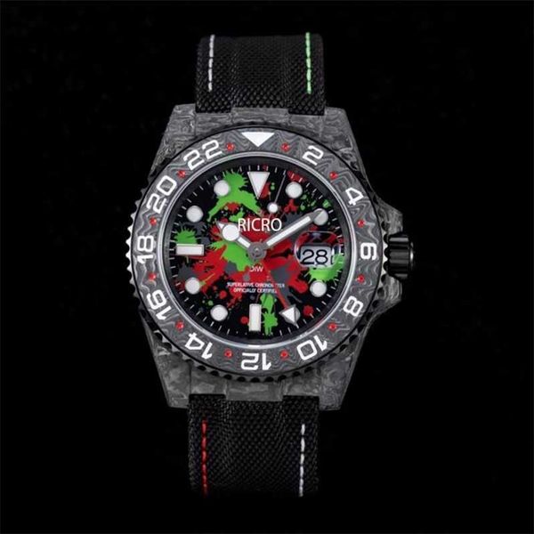 Механические женщины -наручные часы JH Montre de Luxe Mens Watches 40x124mm 3186 Автоматическое механическое движение углеродное волокно роскошные часы искусственные волокнисты