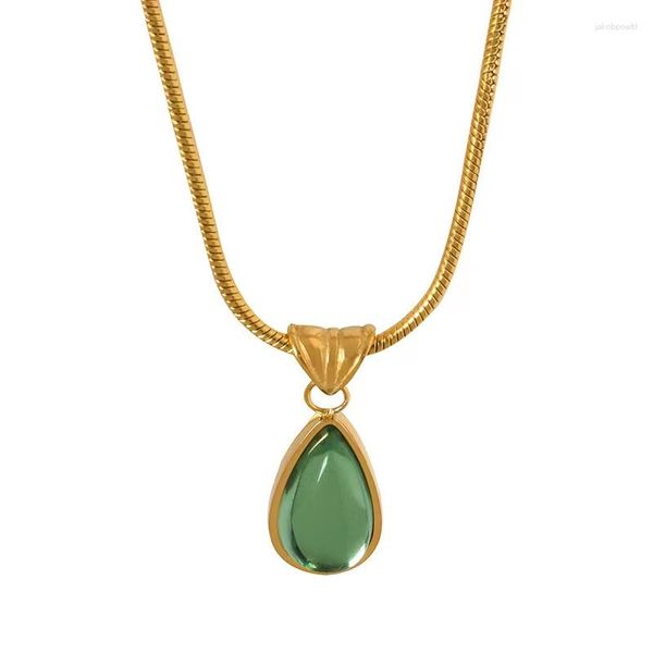 Collane con ciondolo 2023 Gioielli con collana Waterdrop vintage stile estivo verde oliva