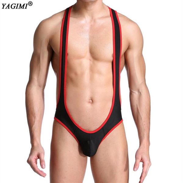 Cuecas YAGIMI Gay Sexy Underwear Masculino Bodysuit Jockstrap Bodywear Wrestling Singlet Collant Macacões Suspender Teddies180d