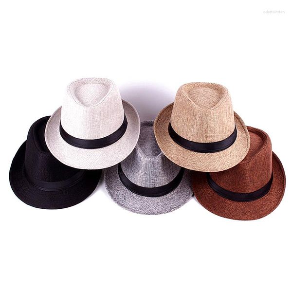 Berets Männer Frauen Kurze Stil Flachs Gentleman Breite Krempe Jazz Kappe Vintage Panama Casual Reise Sonnencreme Stroh Stricken Top Hut