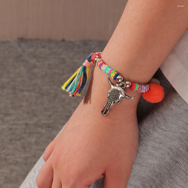 Link Pulseiras Design Pingente Cabeça de Touro Feminino Pulseira Animal Charm Bangle Festa Concha de Aniversário Jóias Presente