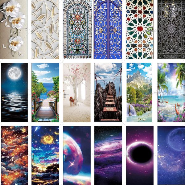 Adesivi murali 29 diversi stili di porta 3D Cielo stellato Decorazione domestica Poster impermeabile in PVC Carta autoadesiva 230717