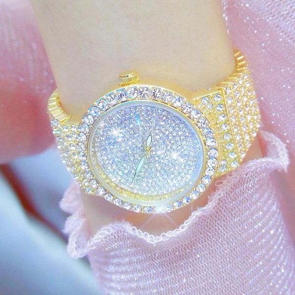 Bilek saati Rhinestone Diamond Women Watches Ladies Gold Watch Women's Women's Went Relogio Feminino