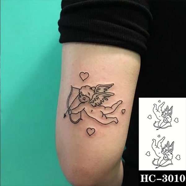 Adesivo tatuaggio temporaneo impermeabile Cute Love Angel Tatuaggi finti Braccio Freccia di Cupido per uomo Donna Body Temporary Tatto Sticker