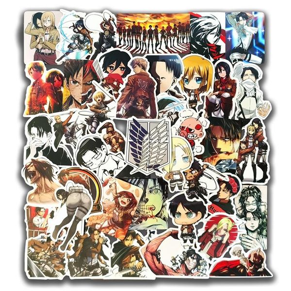 Autoaufkleber 10 50 Stück Anime-Aufkleber Attack on Titan Aufkleber für Laptop-Telefonhülle Gitarre Auto Fahrrad Kinder Cool Mixed Graffiti Vinyl Sti270M