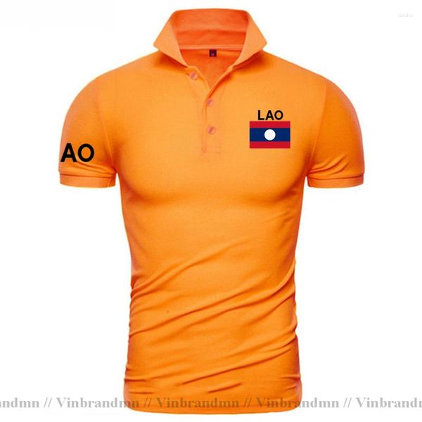 Мужские рубашки T Laos Polo Men Men Short -рукав модная рубашка лаосская лаосная одежда дизайн флаг флаг.