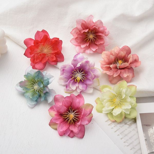 100 pz/lotto 7.5 cm Colore Fiori Artificiali Testa Seta Peonia Fiore Finto per Matrimonio Parete Casa FAI DA TE Decor Festa Compleanno Scrapbooking Corona Accessorio 2243