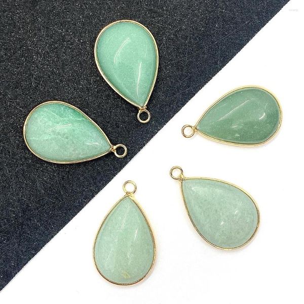 Kolye Kolyeleri Doğal Taş Damlası 18x30mm Yeşil Aventurine Cazibesi Moda Takı Yapımı Diy Kolye Küpeleri Butik Aksesuarlar