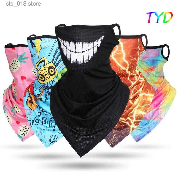 Toucas de ciclismo Máscaras Triângulo Caveira Fantasma Balaclava Motocicleta Máscara Facial Capa Pescoço Gaiter Tubo Cachecol Moto Moto Ciclismo Bandana Masculino Aquecedor de Pescoço T230719