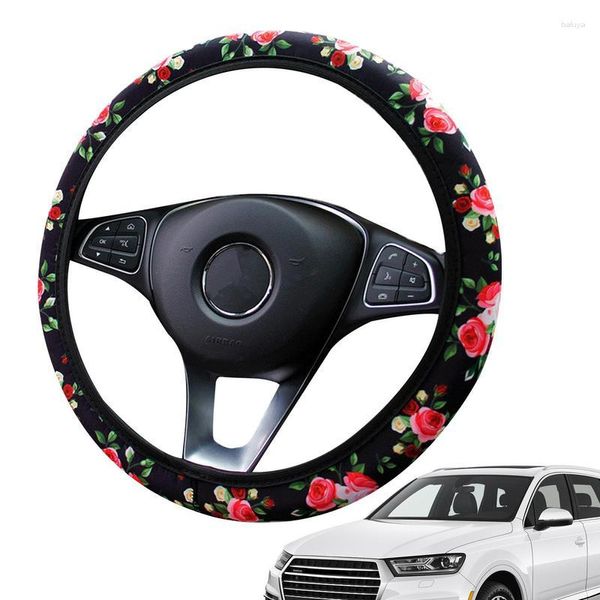 Capas para volantes com flores rosas almofadas protetores de aderência confortáveis para carros automotivos florais universais