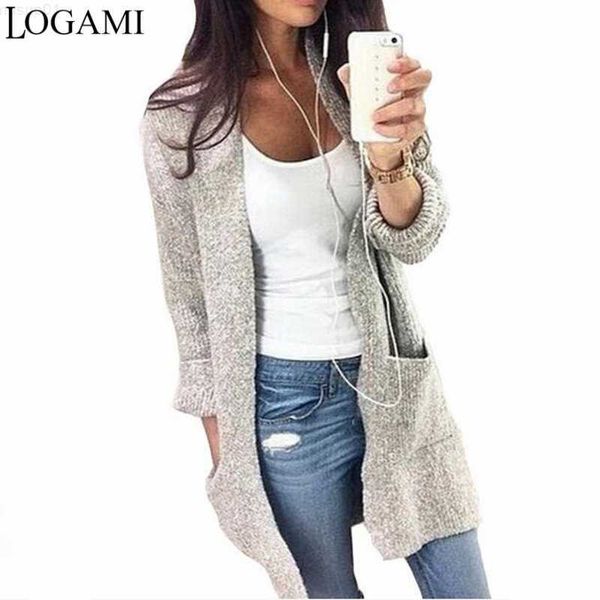 Damenpullover Strickjacke Frauen Lang Grau Strickpullover Strickjacken Damen Herbst Strickjacke feminin Camisola Sueter Mujer 2018 Mantel L230718