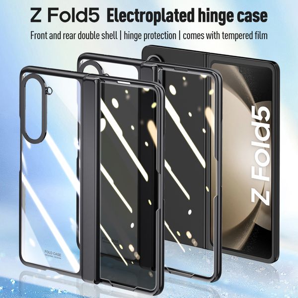 Transparente Hüllen für Samsung Galaxy Z Fold 5 Gehäuseüberzug Scharnierschutzfolie Anti-Spionage-Abdeckung