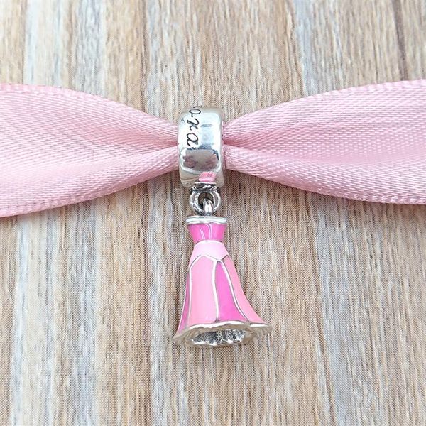 Andy Jewel Authentic 925 Sterling Silver Beads Pink Dress Charm Fits European Pandora Style Jewelry Bracciali Collana 750105589264j