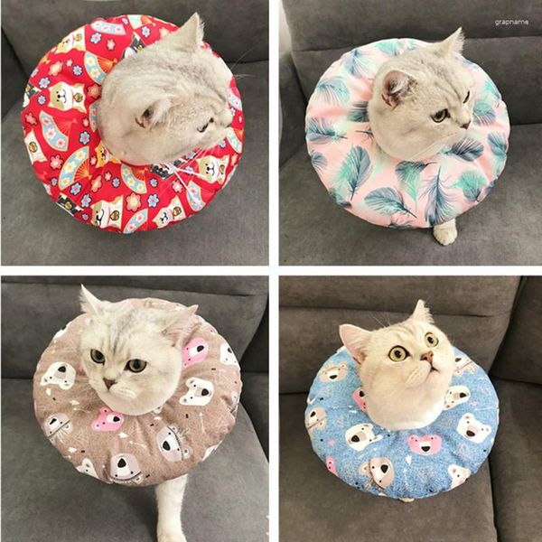 Coleiras para cães Coleira para animais de estimação para gatos Tecido composto ajustável anti-mordedura Algodão Elizabeth Circle Protection