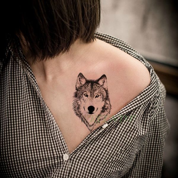 Autoadesivo del tatuaggio temporaneo impermeabile Lupo animale Leone Aquila Tatto Flash Tatoo Mano Polso Piede Braccio Collo Tatuaggi finti per uomo Donna