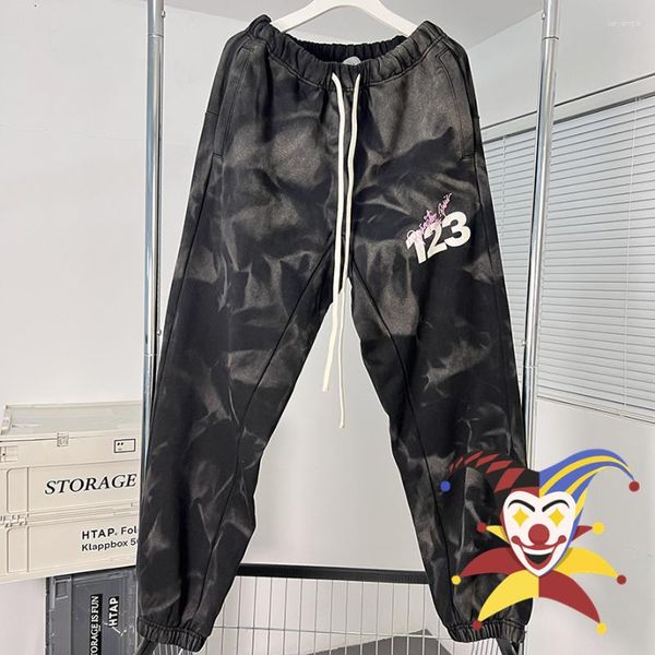 Pantaloni da uomo Tessuto pesante lavato RRR123 Pantaloni sportivi tie-dye Uomo Donna Pantaloni con coulisse RRR 123 di alta qualità