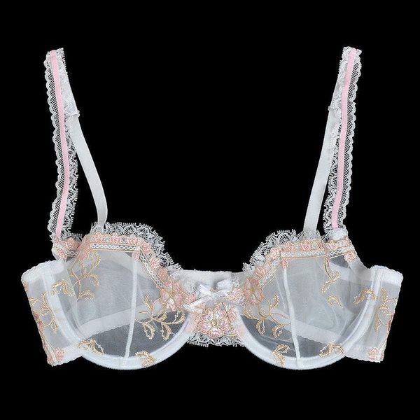 Yandw Sexy Women Bra Bra Floral кружевная вышивка Прозрачная ультра -тонкая 70 75 80 85 90 95 100 A B C D E F EU US UK SIZE Стандарт 210623280Q