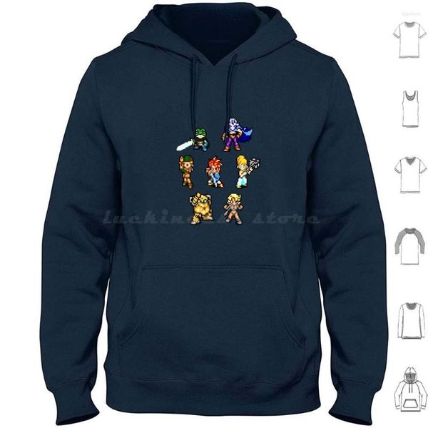 Hoodies masculino CHRONO Trigger Team Hoodie algodão de manga longa SNES PS1 Video Video Video Classic Old School Bit Retro Pixel Cross Time Frog