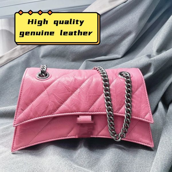 Bolsa de grife bolsas de ombro com corrente para unhas ímã de unha prata rosa preto unha dupla cadeia bolsa de ombro transversal de luxo bolsa de travesseiro carteiras de couro genuíno