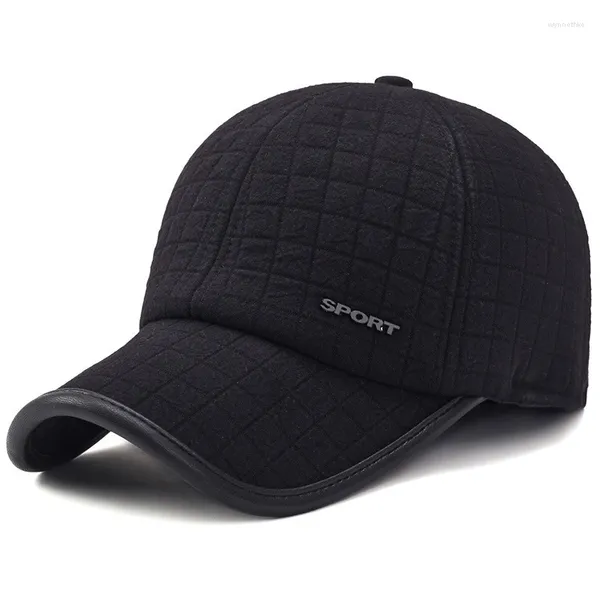 Top Caps Kış Beyzbol Kapağı Erkekler İçin Kulak Şamları Sıcak Pamuklu Kalın Snapback Babanın Şapkaları Kulak Koruma Casquette