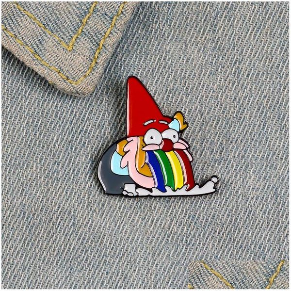 Pins Broschen Zwerg Cartoon Emaille Pins Für Frauen Rot Hut Alter Mann Abzeichen Regenbogen Nette Revers Pin Kleidung Rucksack Schmuck geschenk Kinder D Dh84C