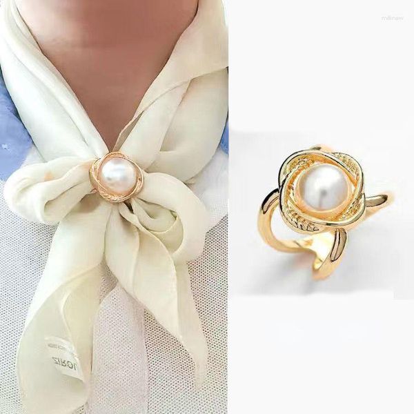 Schals 2/5 stücke Imitation Perle Schal Schnalle Broschen Schal Ring Clip Verschluss Seide Hochzeit Schmuck Zubehör