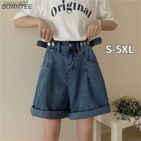 Denim Shorts Frauen Einfache S5XL Taschen Highwaist Freizeit Allmatch Kleidung Vintage Lose Preppy Urlaub Stilvolle Neue Ankunft L230621