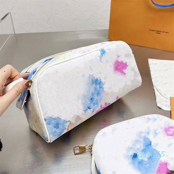 2023 bolsa de higiene masculina tie dye grafite bolsa de viagem bolsa de armazenamento de cosméticos monogramas estojo de maquiagem para mulheres com zíper duplo aberto