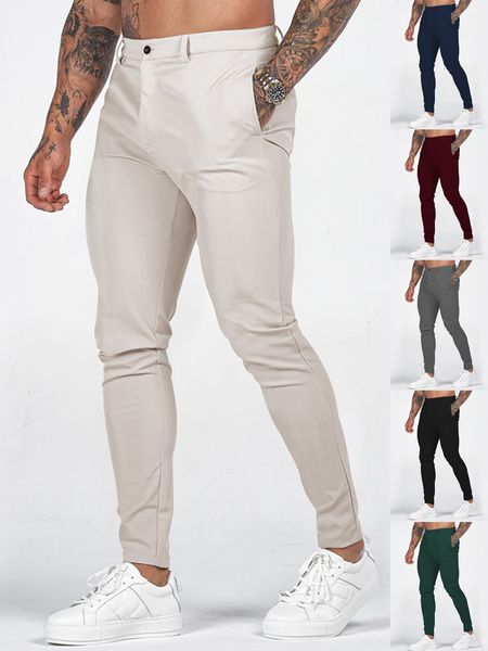 Herren-Hosen, eng anliegend, elastisch, Chino-Bleistift, ultradünne Passform für lässiges Business-Set, solide mittlere Taille, 5XL 230718