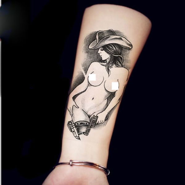 Sexy Mulheres nuas tatuagem corporal braço cowboy tatuagem adesivo temporário tatuagens impermeabilizadas tatuagens durar a tatuagem falsa geisha