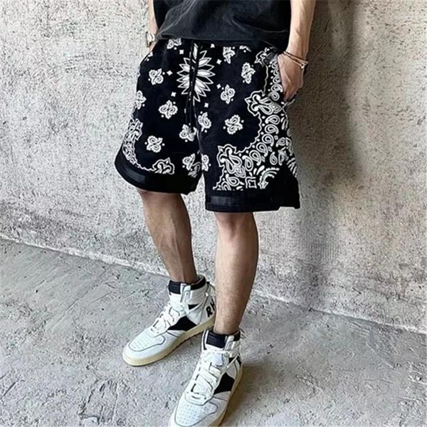 Pantaloncini da uomo High Street Chic Anacardi Fiore Baggy Uomini e donne Pantaloni sportivi hip-hop retrò Abbigliamento Casual Harajuku