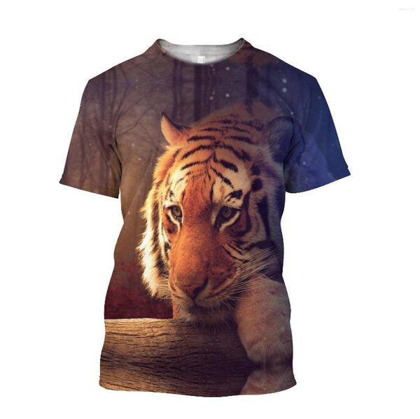 Erkekler Tişörtleri 2023 Yaz Erkekler T-Shirt Premium Tiger 3D Baskılı Harajuku Günlük Kısa Kollu Tee Unisex Üstler Giyim