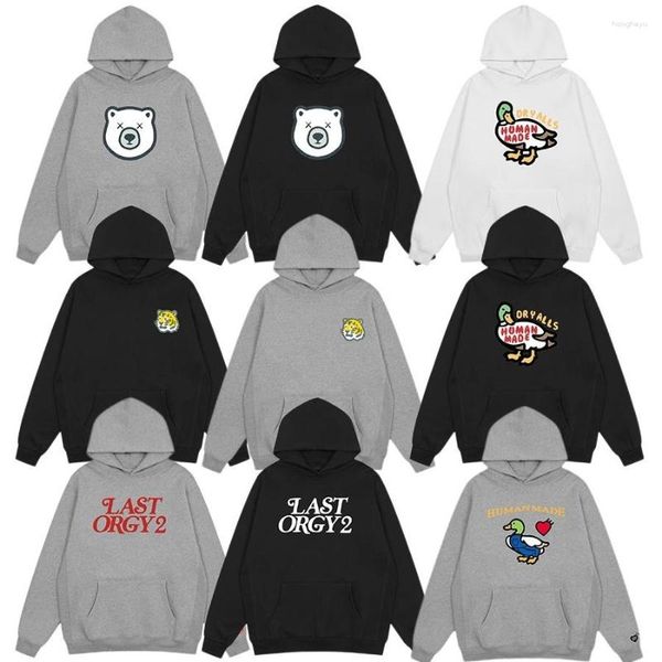 Männer Hoodies HUMAN 2023 MADE Lose Baumwolle männer frauen Hoodie Casual Herbst Und Winter Fleece Paar Sweatshirt WY585