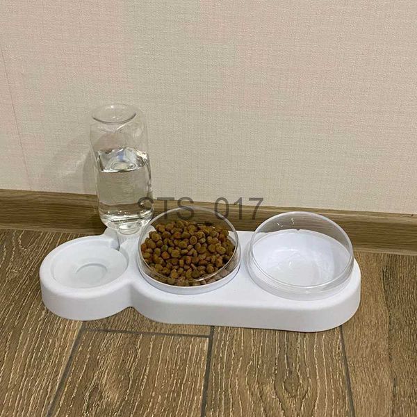 Mangiatoie per ciotole per cani Altre forniture per animali domestici Ciotola per gatti con rotazione di 360 gradi con bottiglia d'acqua Mangiatoia per gatti Proteggi la colonna vertebrale Ciotola per cibo per gatti 2 in 1 Distributore d'acqua Prodotti per animali domestici x0715