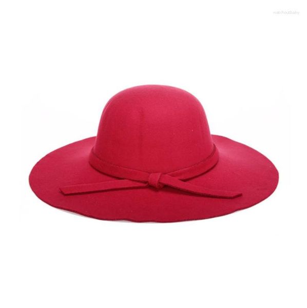 Berets Winterhüte für Frauen Weiche Vintage breite Krempe Wollfilz Bowler Fedora Hut Floppy Cloche Big Cap