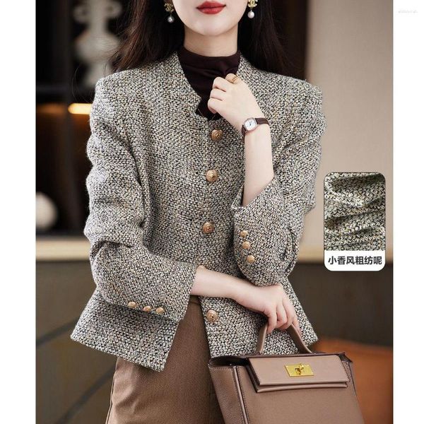 Chaquetas de mujer pequeña fragancia abrigo Tweed corto femenino 2023 primavera otoño prendas de vestir temperamento abrigo señoras Top A201