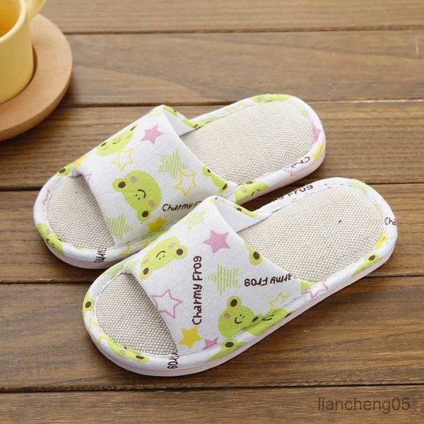 Pantofola Kocotree Pantofole da bambina Summer Flip Flop Sandali per bambini Cartoon Aircraft Ragazzi Pantofole da casa per bambini Pantofole di lino traspiranti R230718