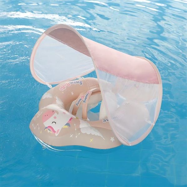 Spielzeugzelte Kinder Rosa Einhorn Schwimmringe Aufblasbare Babysitz Boot Kinder Pool Schwimmring mit abnehmbarem Sonnenschutz Baldachin Schwimmweste B 230718