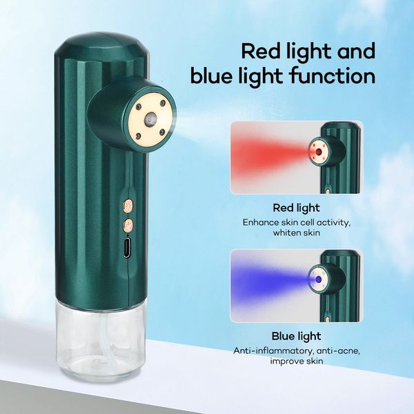 Reinigungswerkzeuge Zubehör Mini-Wasser-Airbrush Tragbares Hydratationsinstrument Rot-Blau-Licht-Luftbefeuchter Nano-Spray Hochdruck 230717