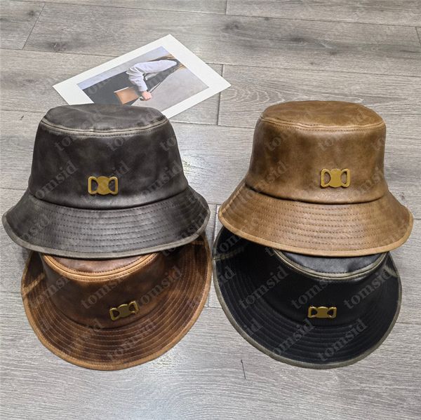 Chapéu de balde de designer de couro Cappello Chapéu de balde masculino para mulher Bob clássico fivela de ouro chapéus ajustados de luxo chapéu de sol de rua plano