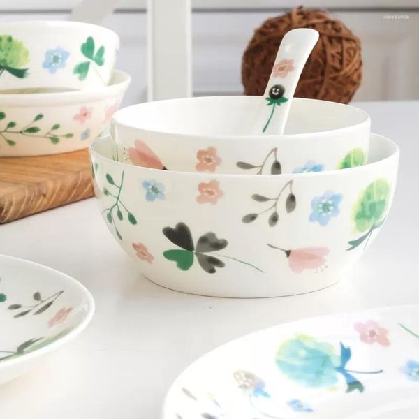 Tazze Autumn Story Stoviglie creative Bone Porcelain Rice Bowl Piatto Fashion Home Set di stoviglie in ceramica