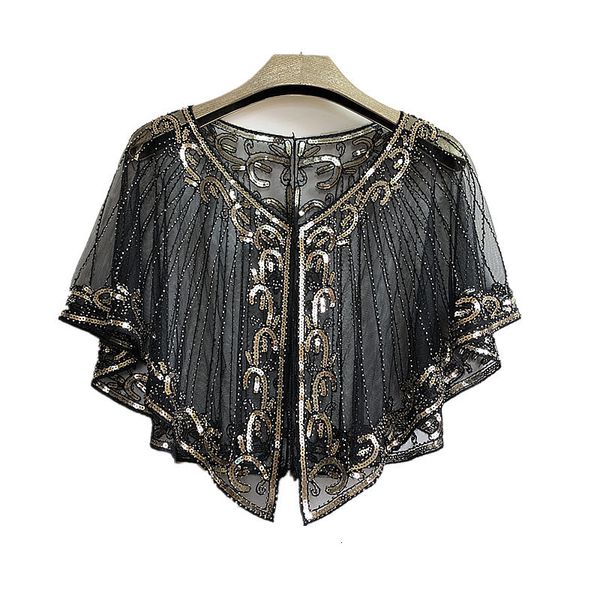 Scialli Cappotto di paillettes Poncho Sciarpa da donna Completi Mantello nero Sciarpe da donna Capispalla per feste Scialli Casaco Avvolge Abiti da donna Abito Mujer 230717