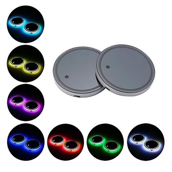 Led Shiny Water Cup Pad Groove Mat Sottobicchieri luminosi Atmosfera LED Light 7 colori decorazione fredda tutte le auto logo315H