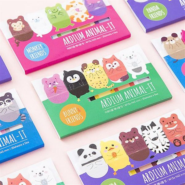 Bütün- Koreli Kırtasiye Güzel Hayvan Memo Pad Sticky Notlar Kawaii Stickers Planner Bookmark Sübvansiyonları Ofis Malzemeleri Binfen282c