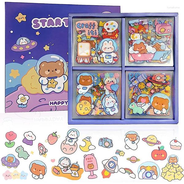 Hediye sargısı 1000pcs/100sheets sevimli çıkartmalar su geçirmez su şişesi dizüstü bilgisayar scrapbook estetik Kawaii Clear Pack