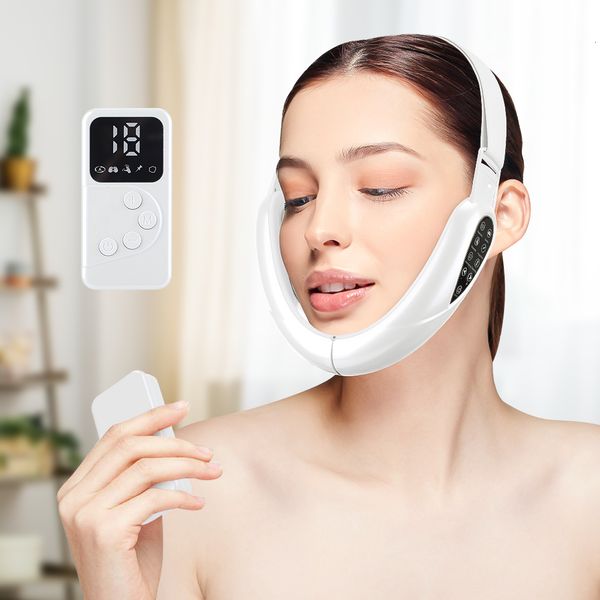 Dispositivo de elevação de massageador facial LED Pon Therapy Emagrecimento Massageador de vibração Queixo duplo em forma de rosto em V Máquina de cinto de levantamento de bochecha 230718