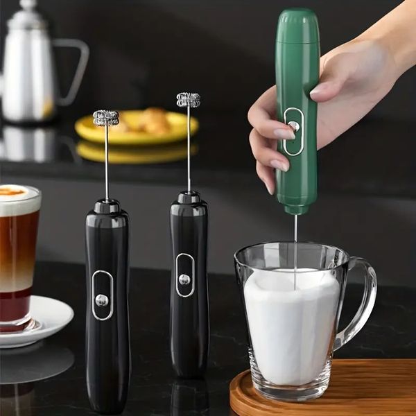 1 Stück Milchschaum-Handgerät, Kaffeemixer, Schaummixer, batteriebetrieben, 3 Geschwindigkeiten, elektrischer Mini-Handbelüfter für Latte, Cappuccino, heiße Schokolade, Eier