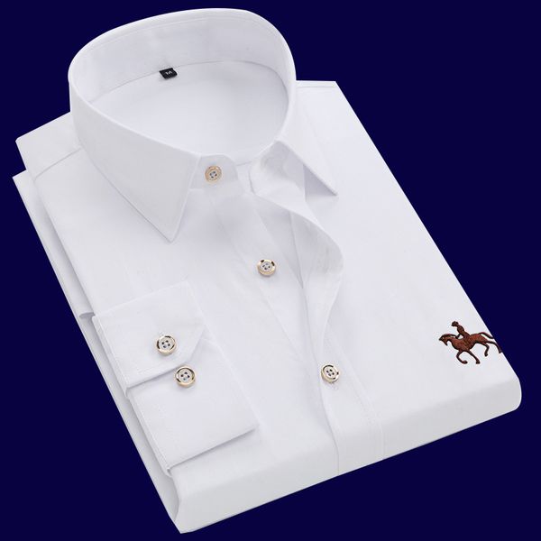 Мужские повседневные рубашки Springsummer 6xl Большой 100% хлопковой вышитый простые рисунки с длинным рукавом модная рубашка железо бесплатно 230718